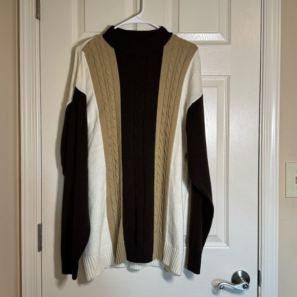 Jordan Craig Men's Turtleneck Sweater - Black, Cream, Brown - Picture 1 of 9